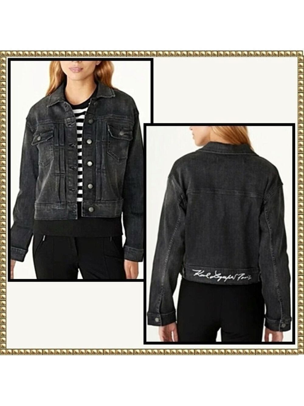 Karl Lagerfeld Black Denim Jacket XS